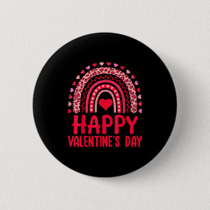 Macaron Rond 5 Cm Joyeuse Saint-Valentin Cœurs Rouges Léopard Arc-en