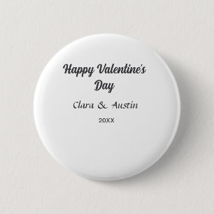 Macaron Rond 5 Cm Joyeuse Saint-Valentin nom date simple minimaliste