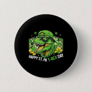 Macaron Rond 5 Cm Joyeuse St Pat-rex Fête Dinosaure Camo St Patrick 