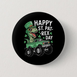 Macaron Rond 5 Cm Joyeuse St Pat-rex Patricks Day Dinosaure Monstre 