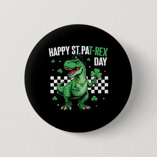 Macaron Rond 5 Cm Joyeuse St Pat T-rex Day Garçons Enfants Dinosaure