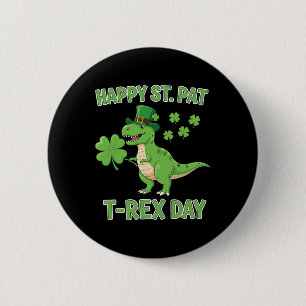 Macaron Rond 5 Cm Joyeuse St Pat Trex Day Drôle Dinosaure Trèfle Cha