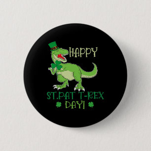 Macaron Rond 5 Cm Joyeuse St Patrex journée Pat T-rex Dino Irlandais
