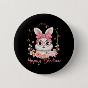 Macaron Rond 5 Cm Joyeuses Pâques Coquette Florale Lapin Femmes Fill