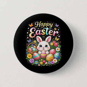 Macaron Rond 5 Cm Joyeuses Pâques Petit Lapin
