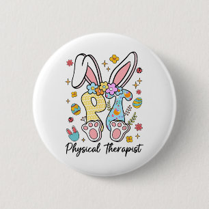 Macaron Rond 5 Cm Joyeuses Pâques Physiothérapie Pt Thérapeute Lapin