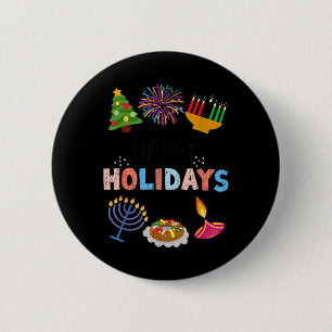 Macaron Rond 5 Cm Joyeuses vacances amusantes Diwali Kwanzaa Hanoukk