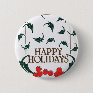 Macaron Rond 5 Cm Joyeuses vacances Holly