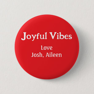 Macaron Rond 5 Cm Joyeuses Vibes rouge Noël vacances amour famille s
