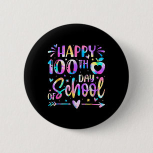 Macaron Rond 5 Cm Joyeux 100ème Jour De L'École Tie Dye Arc En Ciel 