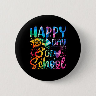 Macaron Rond 5 Cm Joyeux 100ème Jour De L'École Tie Dye Arc En Ciel 