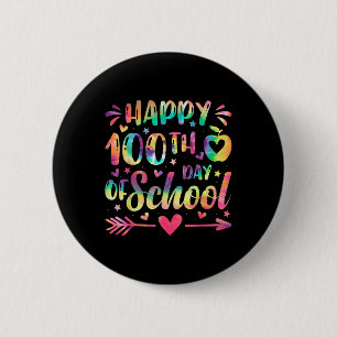 Macaron Rond 5 Cm Joyeux 100ème Jour De L'École Tie Dye Arc En Ciel