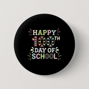 Macaron Rond 5 Cm Joyeux 100ème Jour De L'École Tie Dye Arc En Ciel 