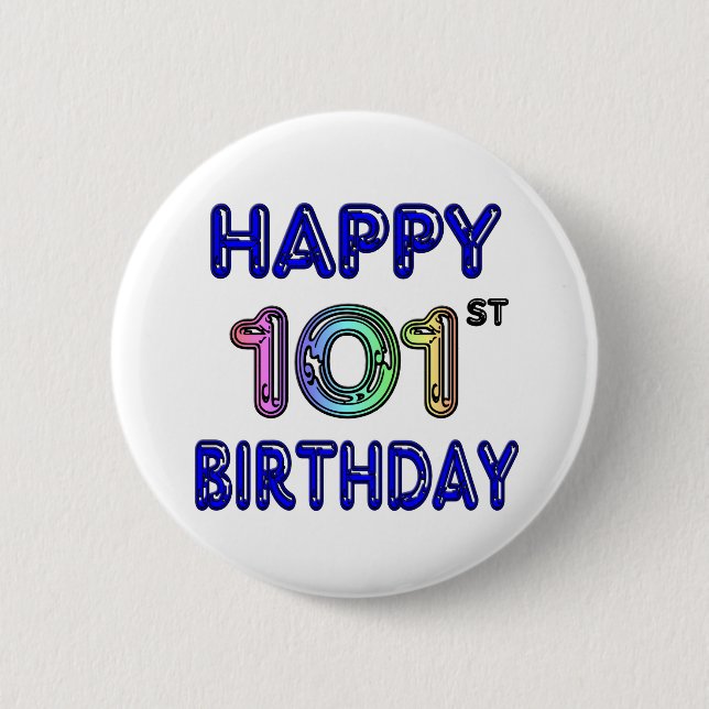 Macaron Rond 5 Cm Joyeux 101st anniversaire (Devant)