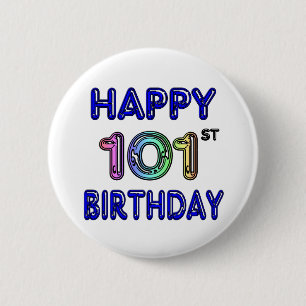 Macaron Rond 5 Cm Joyeux 101st anniversaire