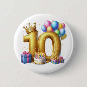 Macaron Rond 5 Cm Joyeux 10ème Anniversaire