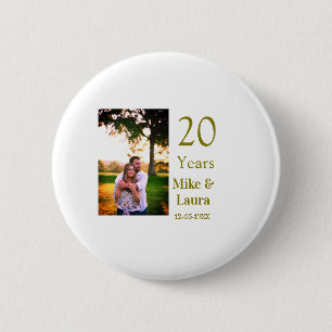 Macaron Rond 5 Cm Joyeux 20e anniversaire nom du couple date or