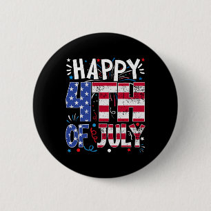 Macaron Rond 5 Cm Joyeux 4 juillet Drapeau américain patriotique Éta