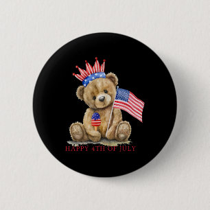 Macaron Rond 5 Cm Joyeux 4 juillet Patriote Ourson Mignon Femmes Fil