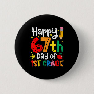 Macaron Rond 5 Cm Joyeux 67e jour d'enseignant de 1re année élève si