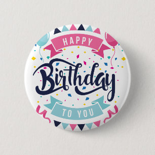 Macaron Rond 5 Cm Joyeux anniversaire à vous confetti et le bunt
