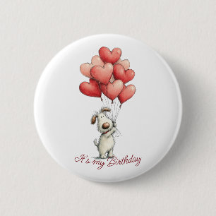 Macaron Rond 5 Cm Joyeux Anniversaire Ballons Chien Mignon