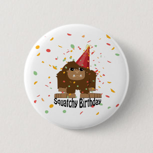 Macaron Rond 5 Cm Joyeux Anniversaire Bigfoot Mignon Squatchy