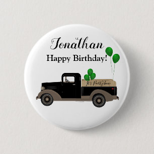 Macaron Rond 5 Cm Joyeux Anniversaire Camion Balloons Bouton Épingle