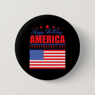 Macaron Rond 5 Cm Joyeux anniversaire de l'indépendance de l'Amériqu