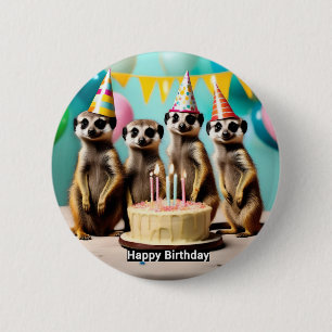 Macaron Rond 5 Cm Joyeux anniversaire de Meerkat,