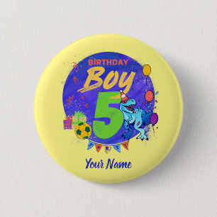 Macaron Rond 5 Cm Joyeux anniversaire garçon 5e anniversaire dinosau