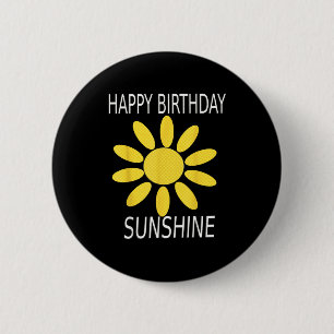 Macaron Rond 5 Cm Joyeux anniversaire jaune soleil fleur sauvage vin