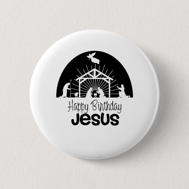 Macaron Rond 5 Cm Joyeux anniversaire Jésus (Devant)