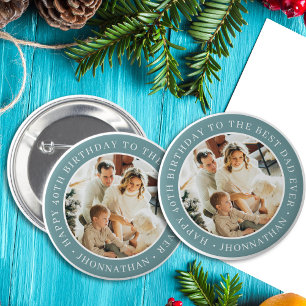 Macaron Rond 5 Cm Joyeux Anniversaire Meilleur Papa Photo Vert Cadea