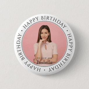 Macaron Rond 5 Cm Joyeux Anniversaire Moderne Simple Personnalisé Ph
