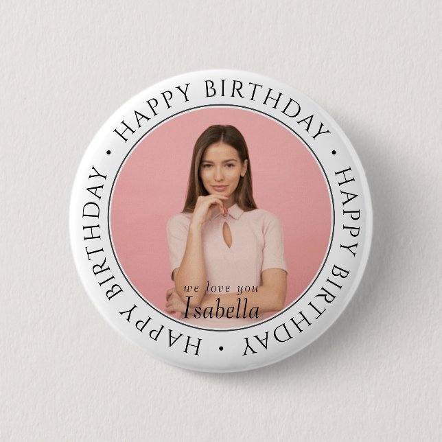 Macaron Rond 5 Cm Joyeux Anniversaire Moderne Simple Personnalisé Ph (Devant)