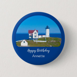Macaron Rond 5 Cm Joyeux Anniversaire Nubble Lighthouse 