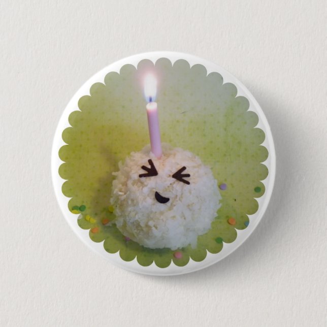 Macaron Rond 5 Cm Joyeux anniversaire Onigiri - bouton (Devant)