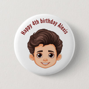 Macaron Rond 5 Cm Joyeux Anniversaire Personnalisé Nom Pin Visage