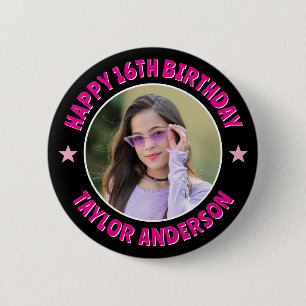 Macaron Rond 5 Cm Joyeux Anniversaire Personnalisé Photo Chic Mignon