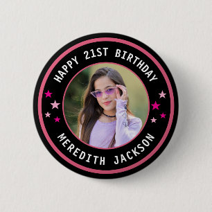 Macaron Rond 5 Cm Joyeux Anniversaire Personnalisé Photo Mignonne Ro