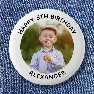 Macaron Rond 5 Cm Joyeux Anniversaire photo blanche