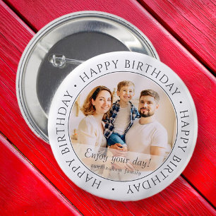 Macaron Rond 5 Cm Joyeux anniversaire   Photo classique simple perso