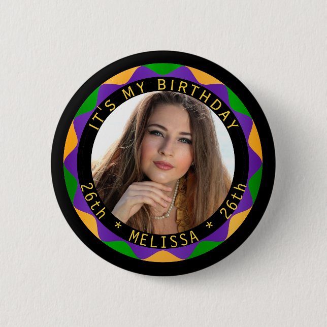 Macaron Rond 5 Cm Joyeux anniversaire - Photo do-it-yourself (Devant)