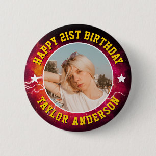Macaron Rond 5 Cm Joyeux Anniversaire Photo Personnalisée Bootleg Ré