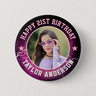 Macaron Rond 5 Cm Joyeux Anniversaire Photo Personnalisée Bootleg Ré