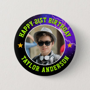 Macaron Rond 5 Cm Joyeux Anniversaire Photo Personnalisée Bootleg Ré