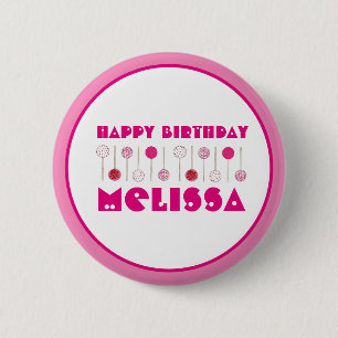 Macaron Rond 5 Cm Joyeux Anniversaire Pink Frosted Cake Pops Party F