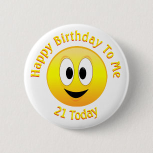 Macaron Rond 5 Cm Joyeux Anniversaire Pour Moi, 21 Aujourd'Hui Face
