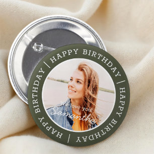 Macaron Rond 5 Cm Joyeux anniversaire simple Preppy moderne photo pe